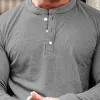 Men's Fashion Waffle Henley Neck Long Sleeve T-Shirt 27626438Y sold by Manly