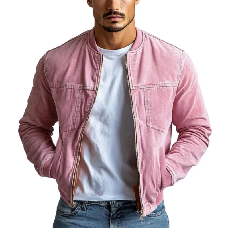 Men's Vintage Washed Lapel Multi Pocket Denim Jacket 95170946Y sold by Manly