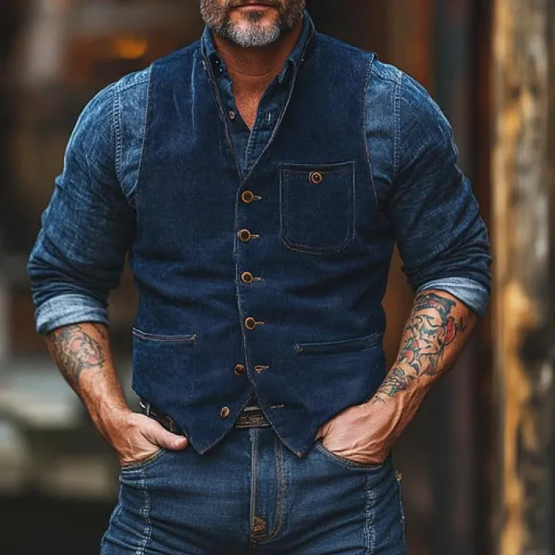 Men's Vintage Corduroy Single Breasted Slim Fit Vest 68564940Y sold by Manly product image thumbnail 3