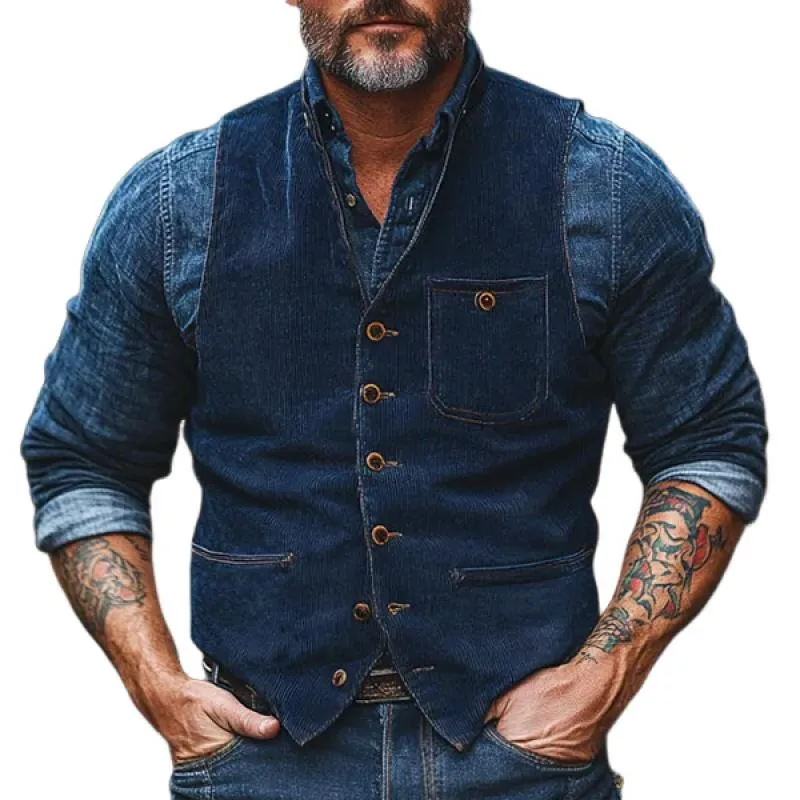 Men's Vintage Corduroy Single Breasted Slim Fit Vest 68564940Y sold by Manly