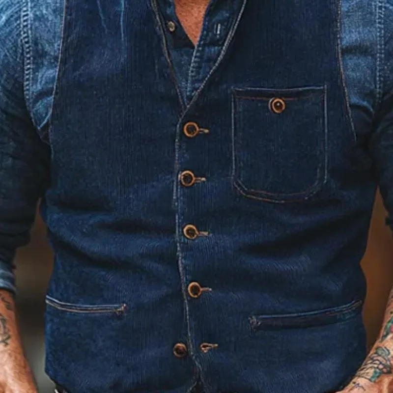 Men's Vintage Corduroy Single Breasted Slim Fit Vest 68564940Y sold by Manly product image thumbnail 2