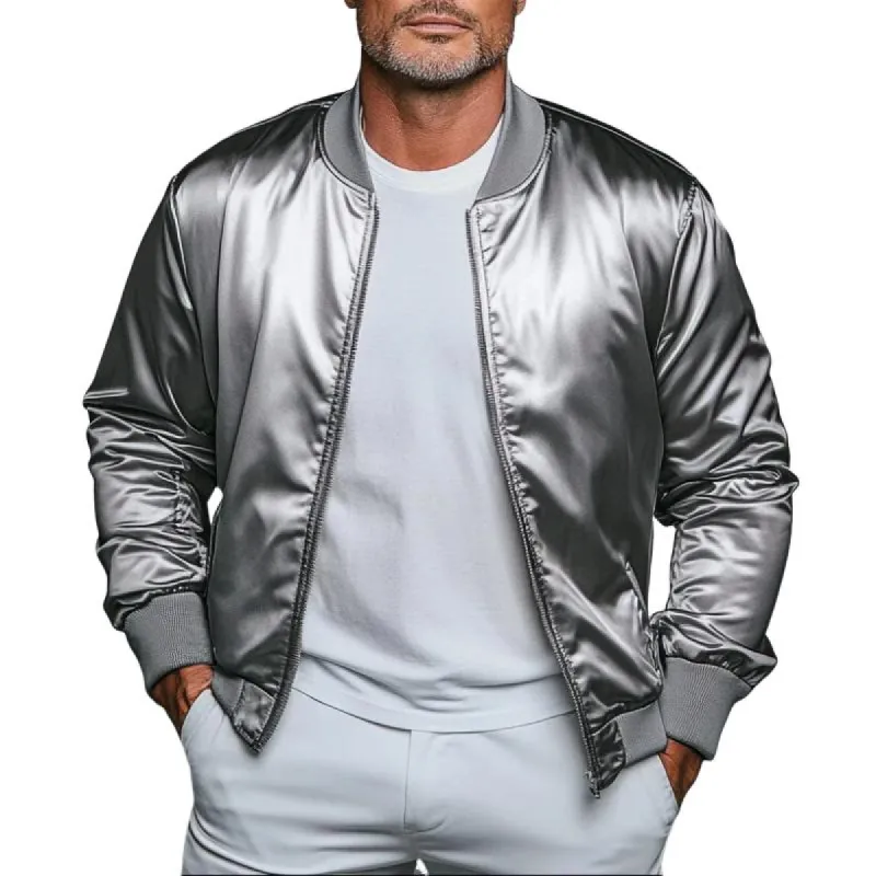 Men's Fashion Satin Baseball Jacket 77611354Y sold by Manly