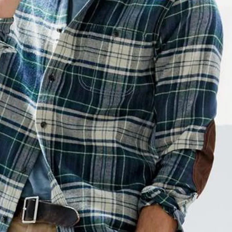 Men's Retro Loose Plaid Long Sleeve Shirt 16105498U sold by Manly product image thumbnail 3