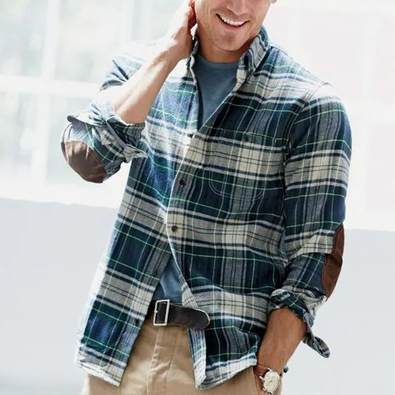 Men's Retro Loose Plaid Long Sleeve Shirt 16105498U sold by Manly product image thumbnail 2
