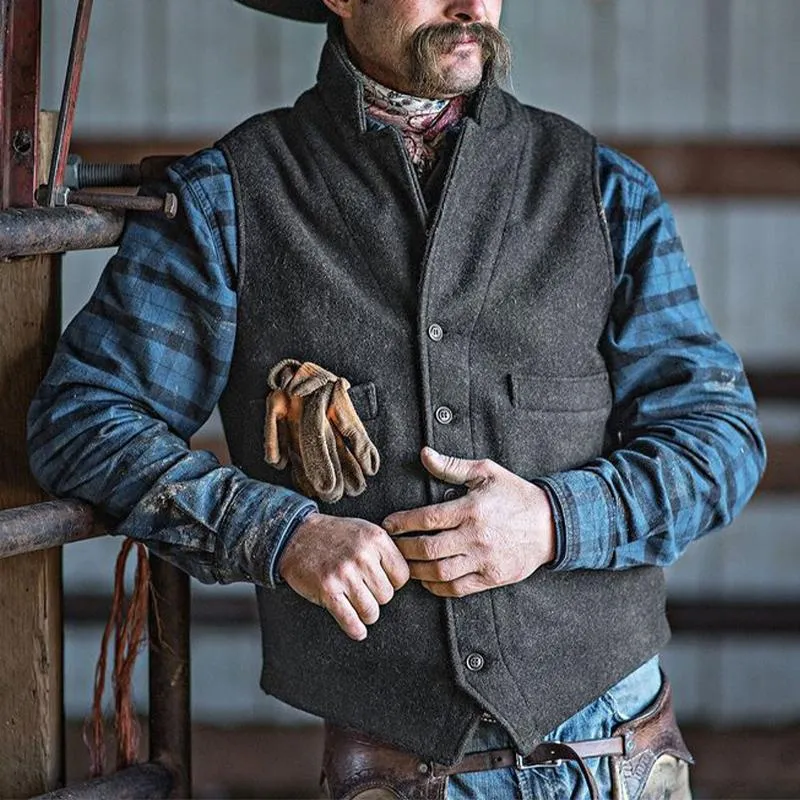 Men's Vintage Slim Fit Stand Collar Button Vest 90628966U sold by Manly product image thumbnail 2