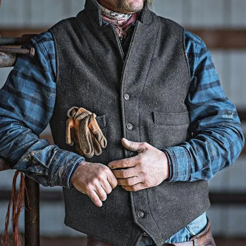 Men's Vintage Slim Fit Stand Collar Button Vest 90628966U sold by Manly product image thumbnail 3