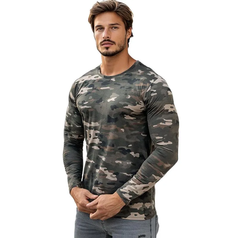 Men's Casual Camouflage Round Neck Long Sleeve T-Shirt 07633848U sold by Manly product image thumbnail 3