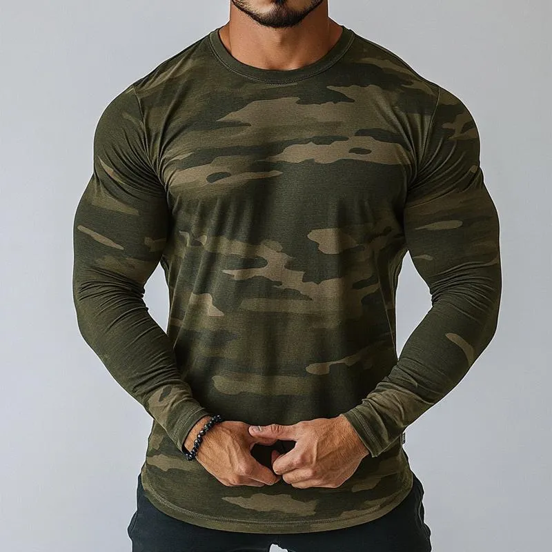 Men's Casual Camouflage Round Neck Long Sleeve T-Shirt 13319933U sold by Manly product image thumbnail 3