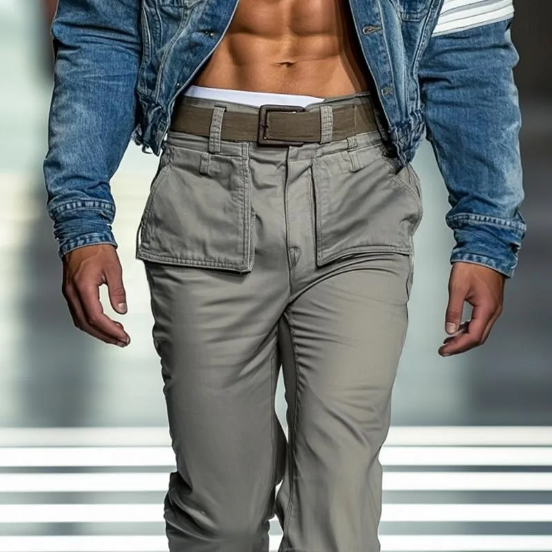 Men's Fashion Solid Color Multi-pocket Cargo Pants 28591770Z sold by Manly product image thumbnail 4