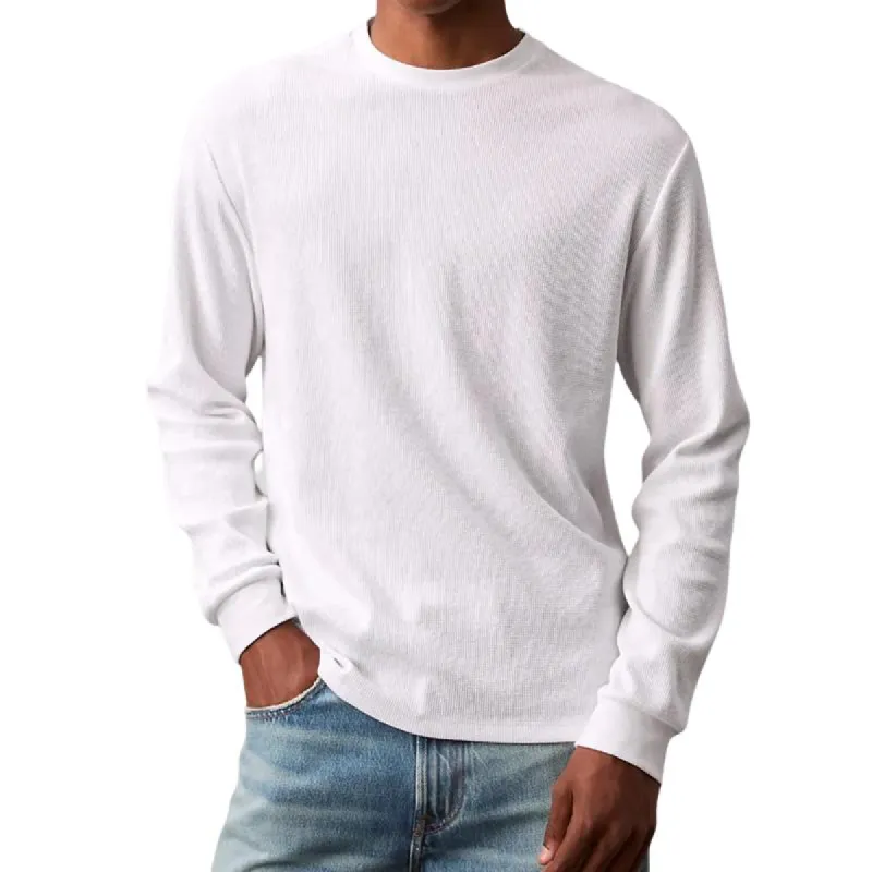 Men's Fashion Solid Color Round Neck Long Sleeve T-shirt 17808394Z sold by Manly