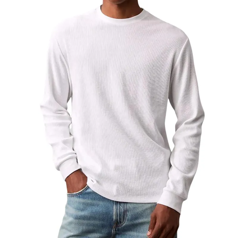 Men's Fashion Solid Color Round Neck Long Sleeve T-shirt 17808394Z sold by Manly