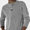 Men's Fashion Solid Color Henley Collar Long Sleeve T-shirt 32366670Z sold by Manly