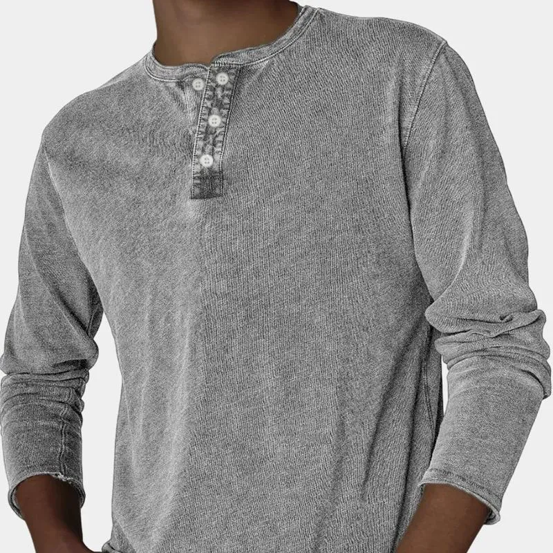 Men's Fashion Solid Color Henley Collar Long Sleeve T-shirt 32366670Z sold by Manly product image thumbnail 3