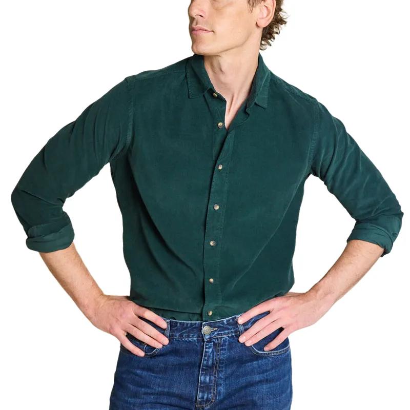 Men's Casual Solid Color Corduroy Lapel Long Sleeve Shirt 96464614F sold by Manly