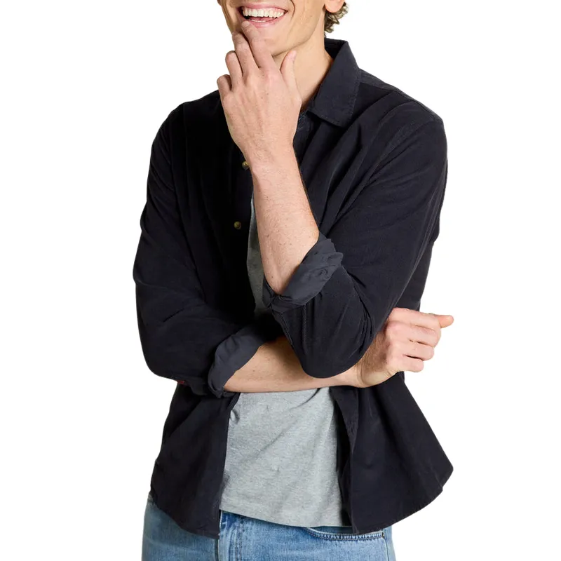 Men's Casual Solid Color Corduroy Lapel Long Sleeve Shirt 96464614F sold by Manly product image thumbnail 4