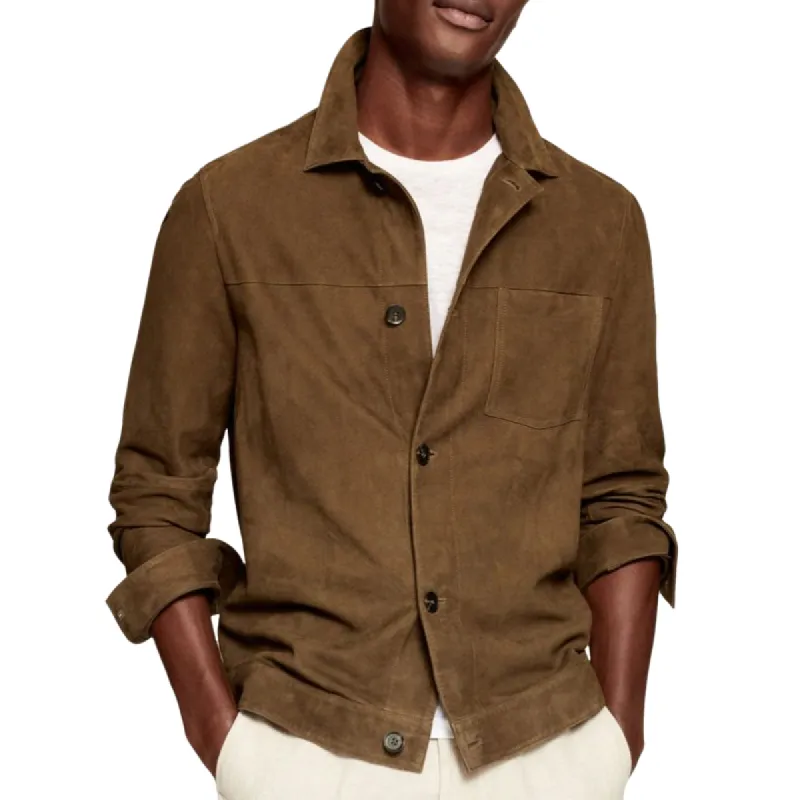 Men's Vintage Comfort Suede Lapel Long Sleeve Shirt 61207051F sold by Manly
