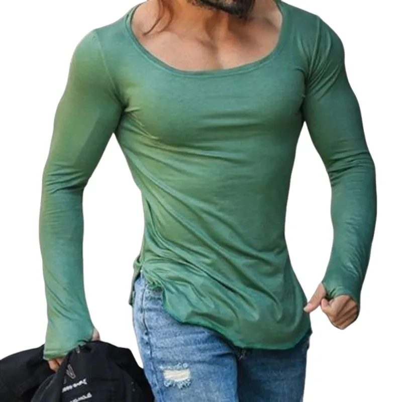 Men's Casual Round Neck Slim Fit Modal Cotton Long Sleeve T-shirt 67051201K sold by Manly