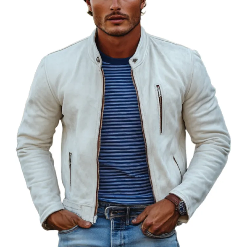 Men's Vintage Suede Stand Collar Jacket 29302407Y sold by Manly