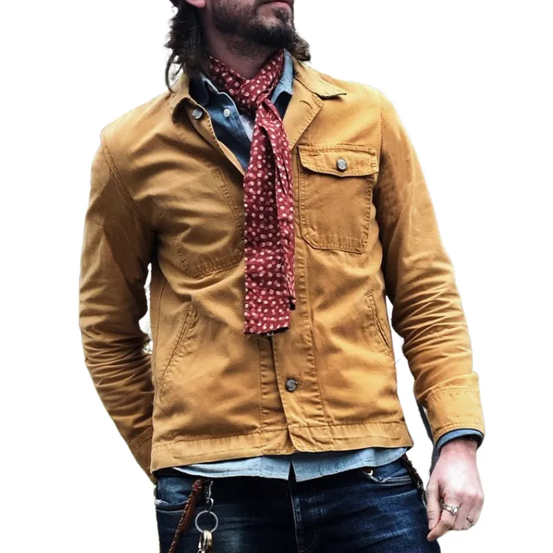 Men's Vintage Lapel Multi Pocket Cargo Jacket 06750315Y sold by Manly