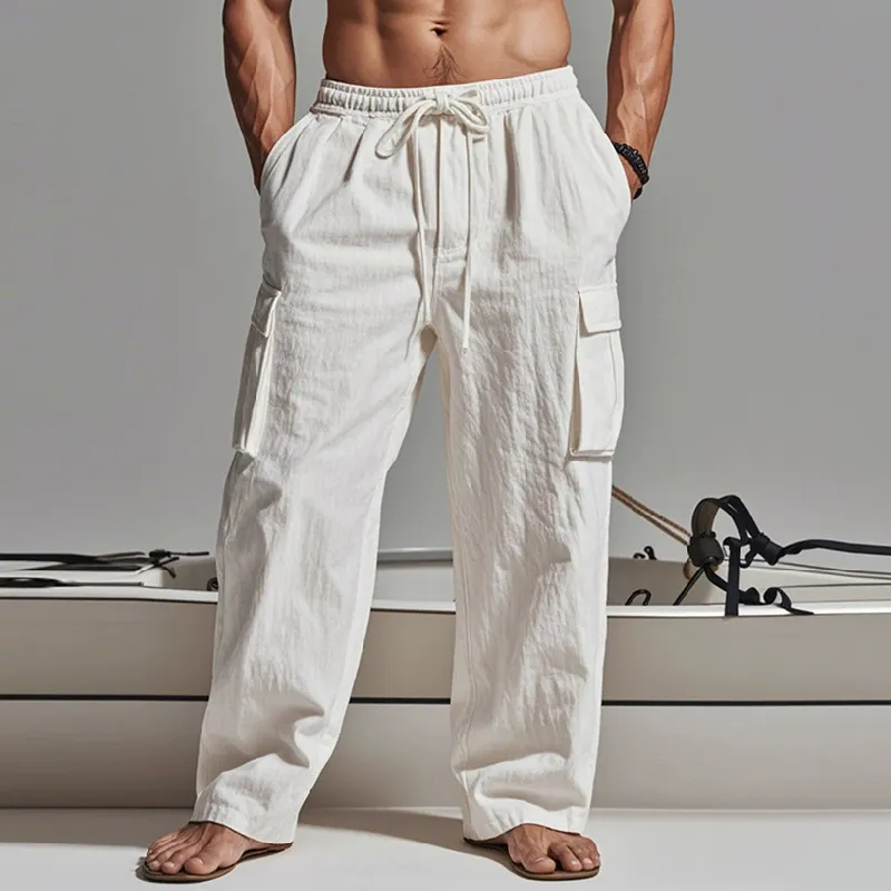 Men's Fashion Cotton And Linen Multi-Pocket Straight Pants 09926606Y sold by Manly product image thumbnail 3