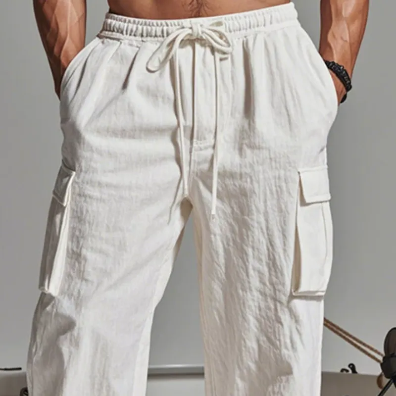Men's Fashion Cotton And Linen Multi-Pocket Straight Pants 09926606Y sold by Manly product image thumbnail 2