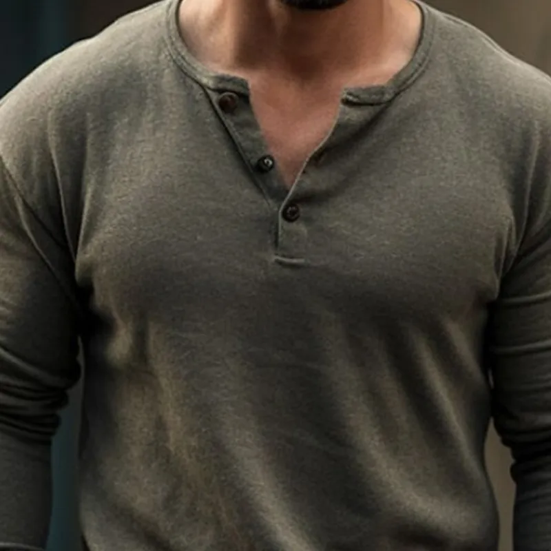 Men's Fashion Henry Collar Long Sleeve T-Shirt 55765461Y sold by Manly product image thumbnail 2