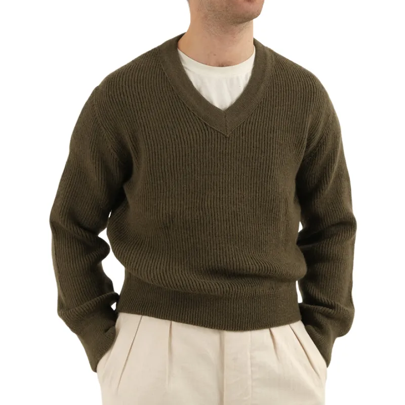 Men Fashion Solid Color V Neck Knit Sweater 48567171Y sold by Manly