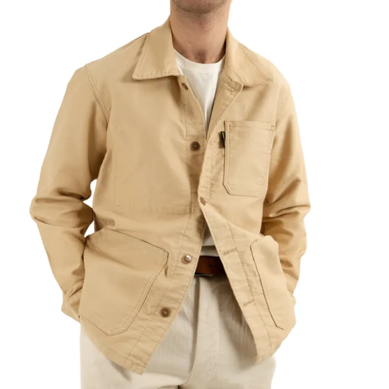 Men's Vintage Cotton Multi Pocket Lapel Long Sleeve Workwear