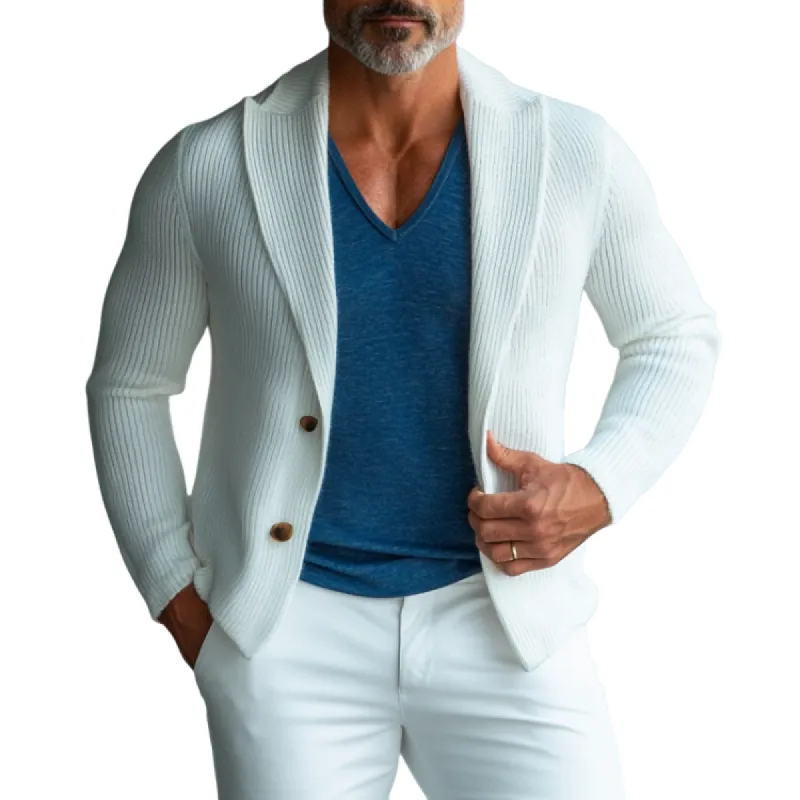 Men's Fashion Solid Color Knit Lapel Cardigan 31738872Y sold by Manly