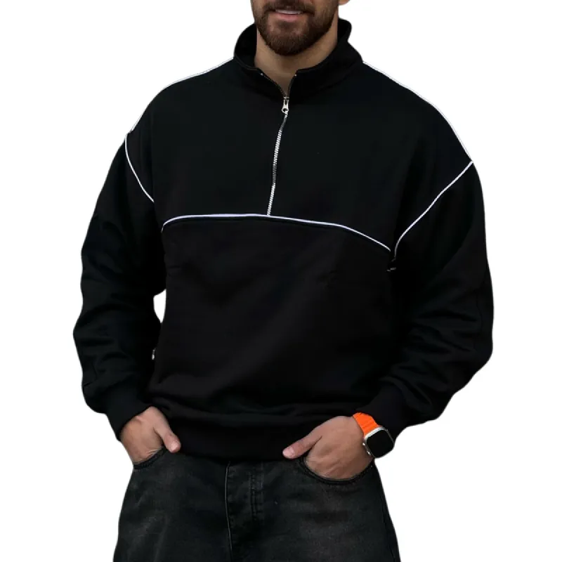 Men's Casual Colorblock Half Zip Stand Collar Long Sleeve Sweatshirt 81091021Y sold by Manly