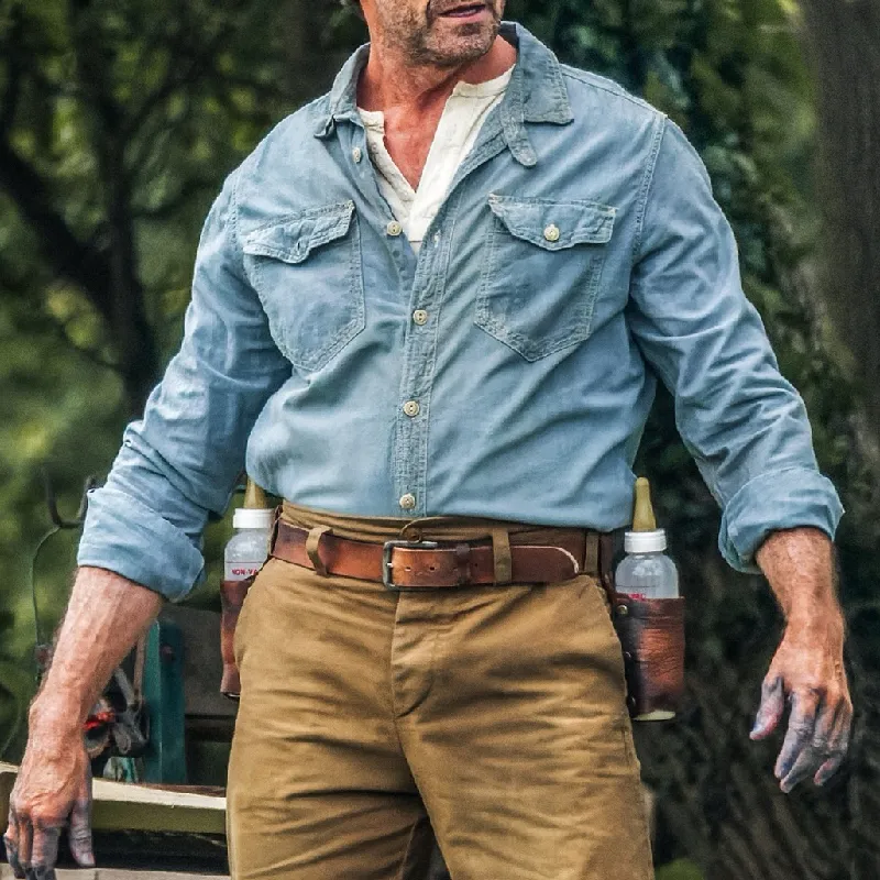 Men's Fashion Lapel Long-Sleeved Denim Shirt 73444464Y sold by Manly product image thumbnail 3