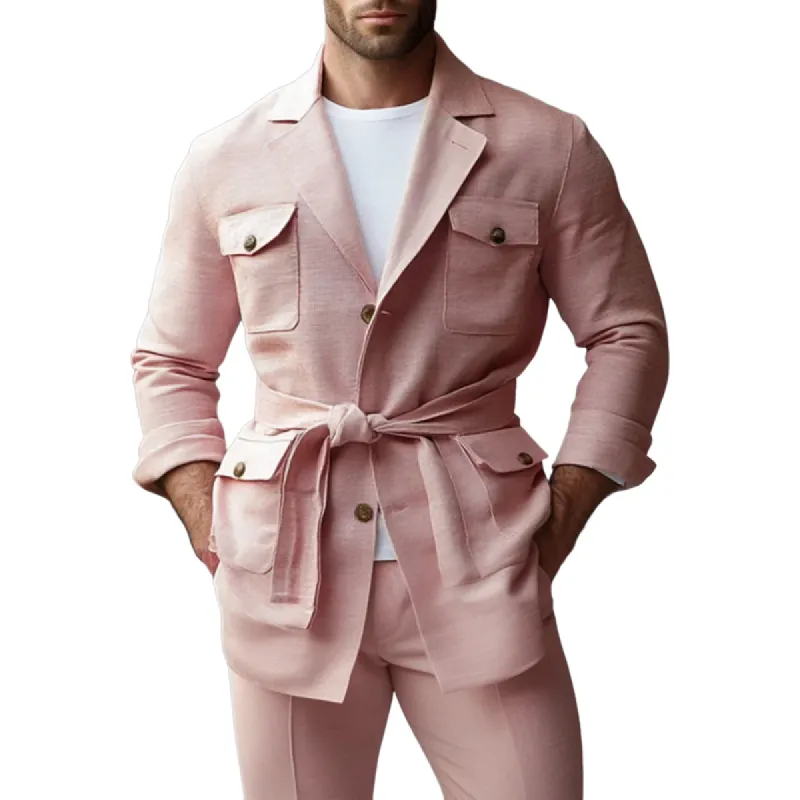 Men's Fashion Cotton and linen Safari Jacket 11004806Y sold by Manly