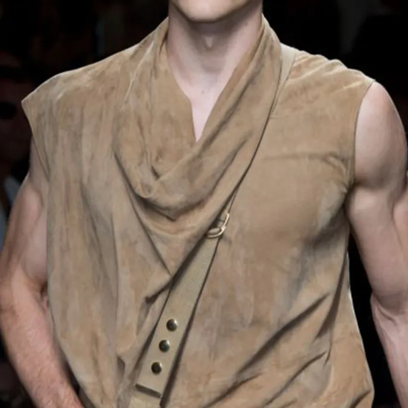 Men's Fashion Casual Crotch Collar Suede T-shirt 48090512K sold by Manly product image thumbnail 3