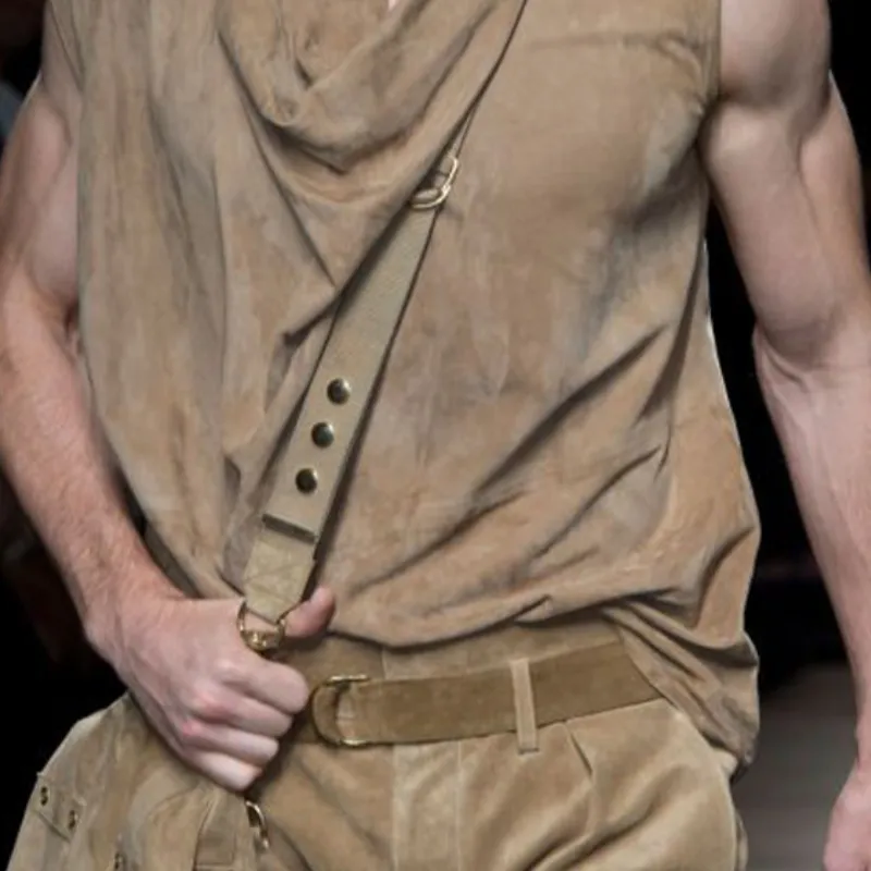 Men's Fashion Casual Crotch Collar Suede T-shirt 48090512K sold by Manly product image thumbnail 4