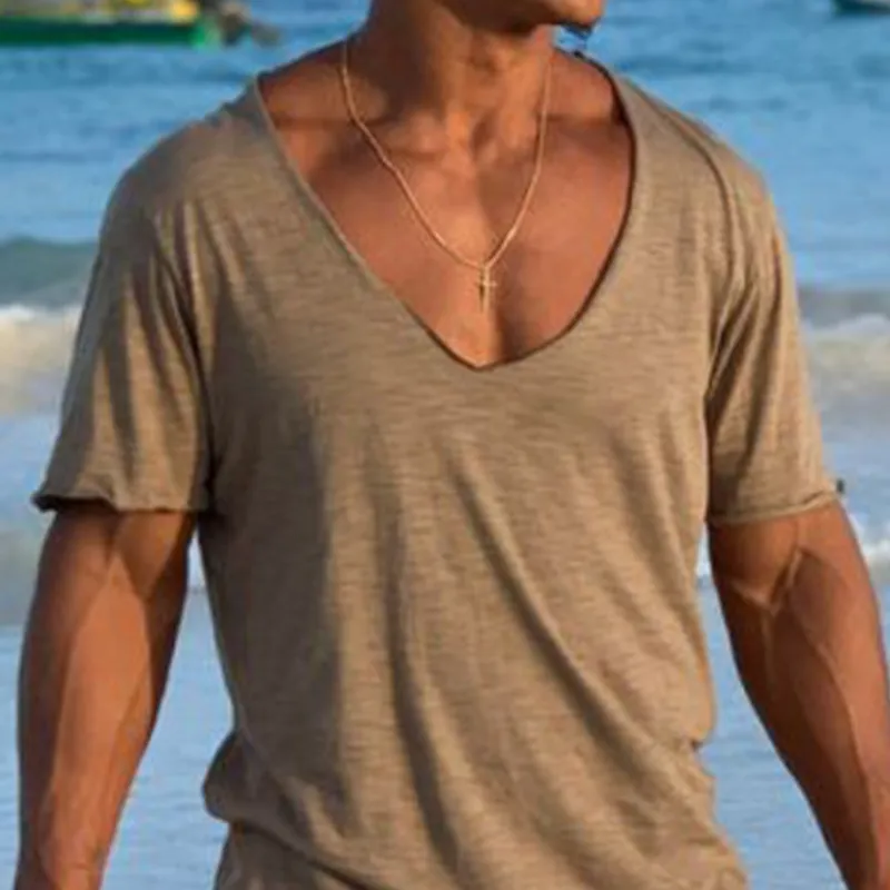 Men's Casual V-Neck Bamboo Cotton Short Sleeve T-Shirt 62844691K sold by Manly product image thumbnail 3