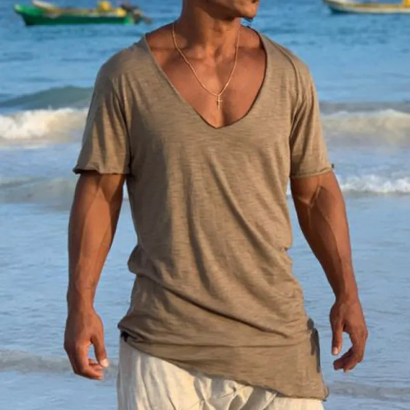 Men's Casual V-Neck Bamboo Cotton Short Sleeve T-Shirt 62844691K sold by Manly product image thumbnail 2