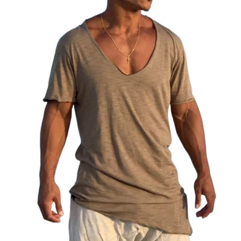 Men's Casual V-Neck Bamboo Cotton Short Sleeve T-Shirt 62844691K sold by Manly