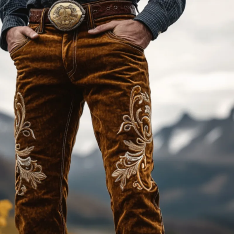 Men's Vintage Distressed Embroidered Cowboy Trousers 59005465TO sold by Manly product image thumbnail 3