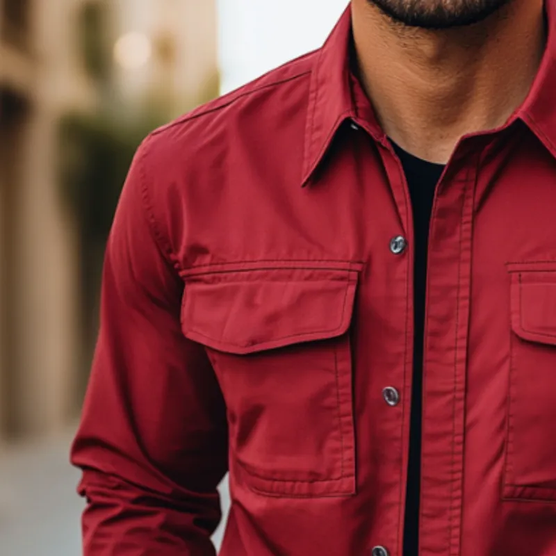 Men's Retro Casual Solid Color Workwear Long Sleeve Shirt 31656750TO sold by Manly product image thumbnail 3