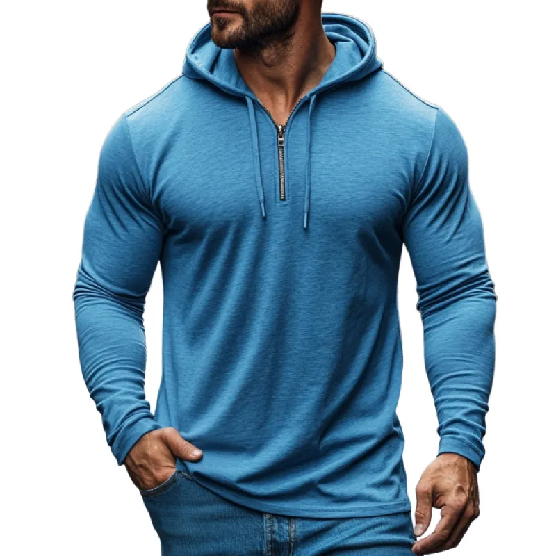 Men's Retro Casual Zipper Hooded Long Sleeve T-Shirt 01497761TO sold by Manly