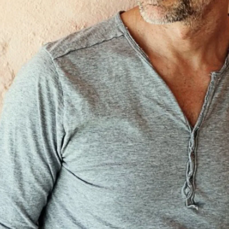 Men's Vintage Casual Henley Collar Long Sleeve T-Shirt 08475435TO sold by Manly product image thumbnail 3