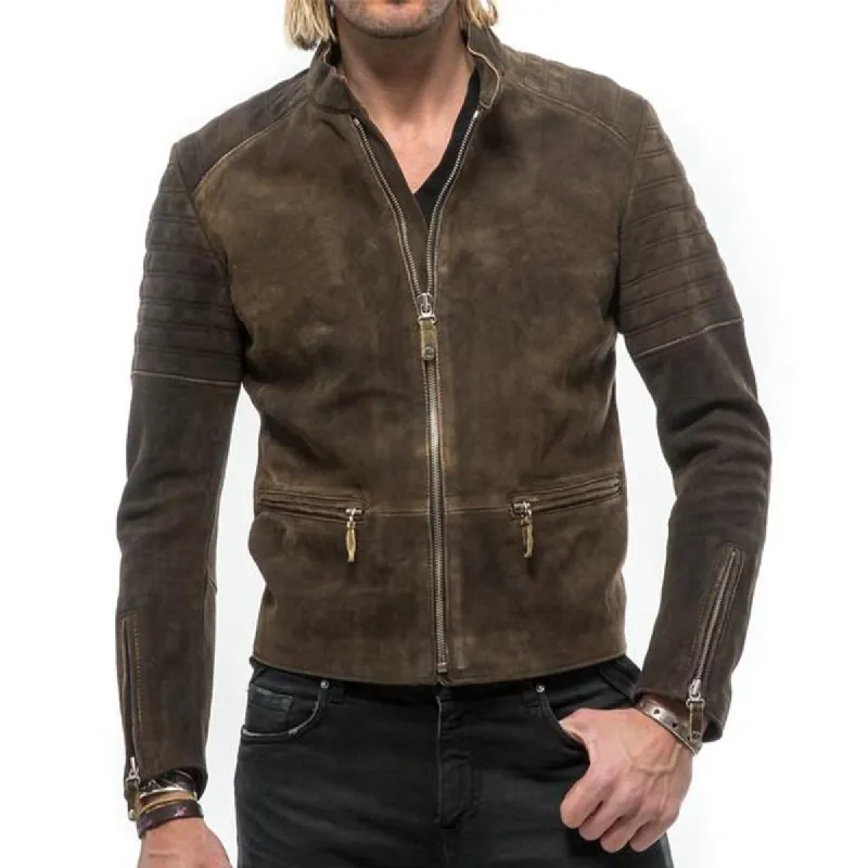 Men's Vintage Casual Slim Fit Zipper Suede Jacket 30373055K sold by Manly