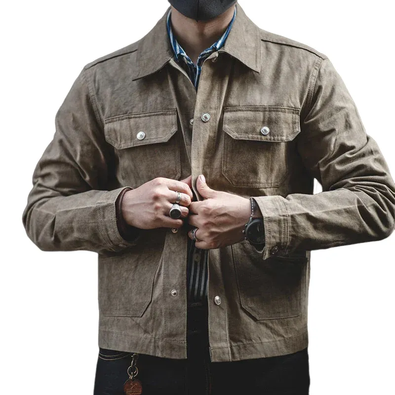 Men's Vintage Snap Lapel Multi-Pocket Jacket 90621390U sold by Manly