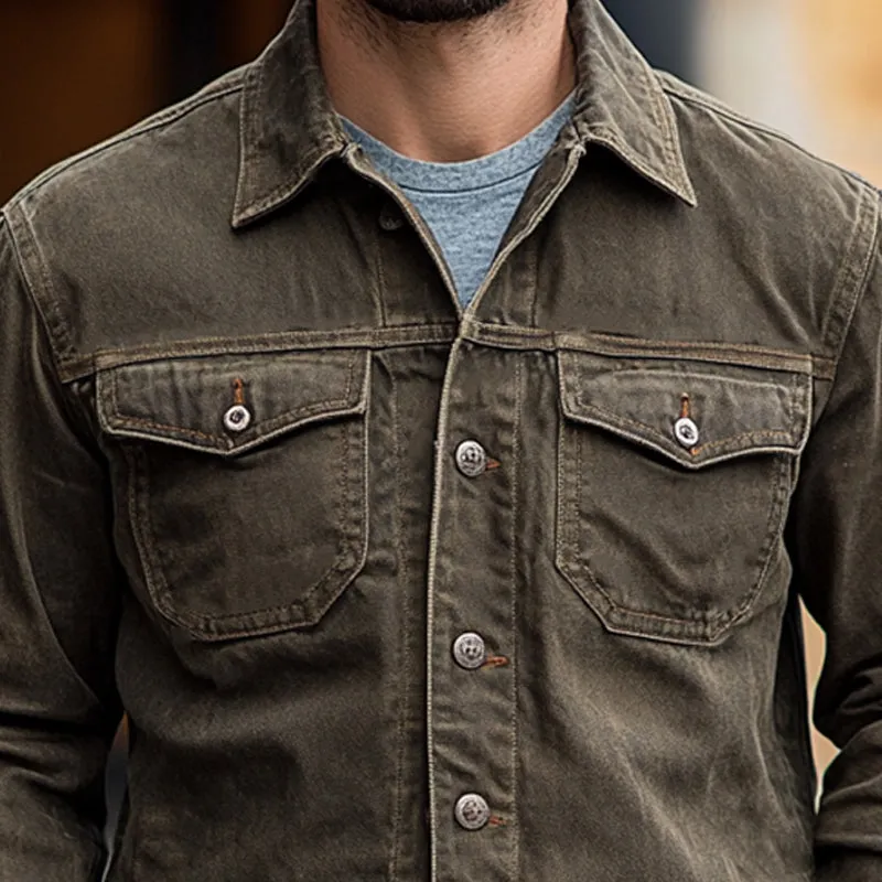 Men's Vintage Button Lapel Washed Denim Jacket 47025175U sold by Manly product image thumbnail 3