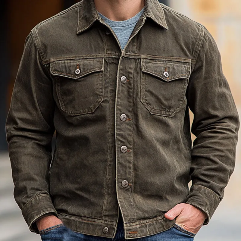 Men's Vintage Button Lapel Washed Denim Jacket 47025175U sold by Manly product image thumbnail 4