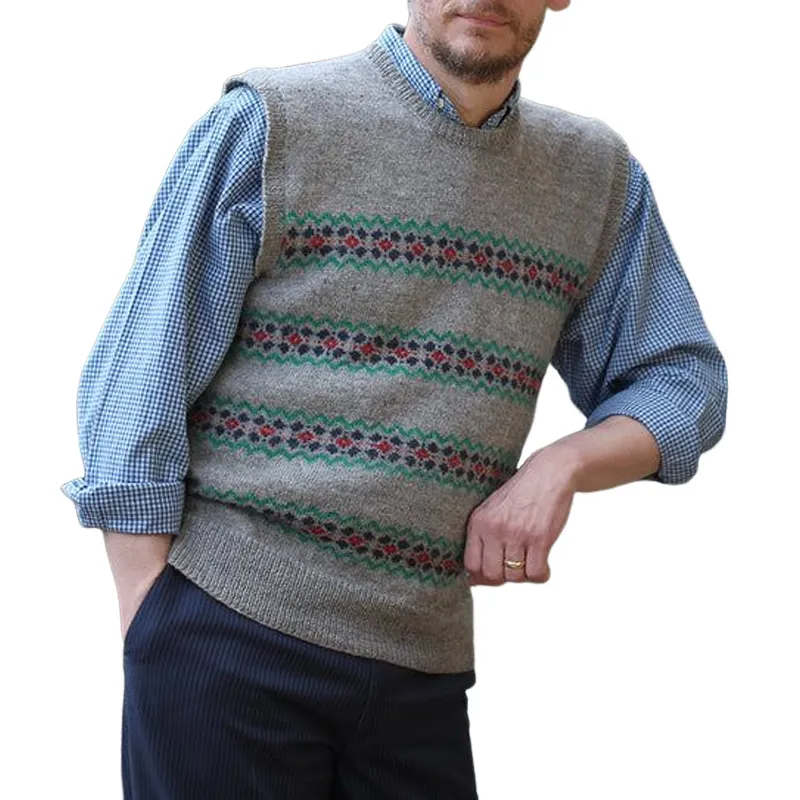 Men's Retro Geometric V-Neck Sleeveless Knit Vest 54176739Z sold by Manly