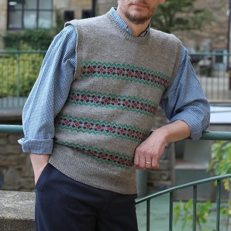 Men's Retro Geometric V-Neck Sleeveless Knit Vest 54176739Z sold by Manly product image thumbnail 2