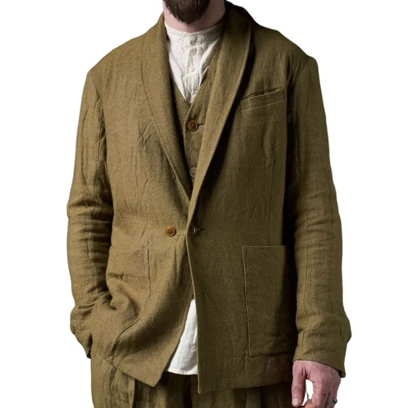 Men's Vintage Shawl Collar Cotton and Linen Blazer 63911149F sold by Manly