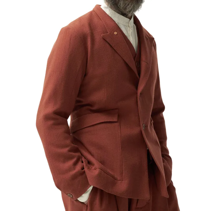Men's Vintage Lapel Single-breasted Cotton and Linen Blazer 81650993F sold by Manly product image thumbnail 2