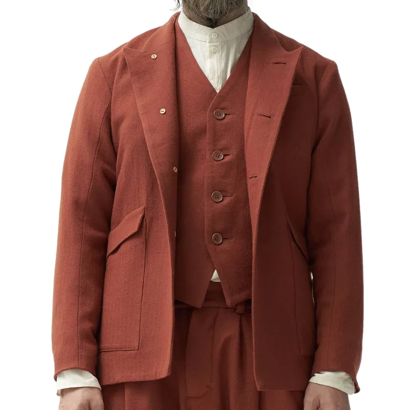 Men's Vintage Lapel Single-breasted Cotton and Linen Blazer 81650993F sold by Manly